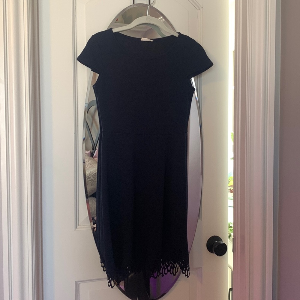 Navy scalloped bottom dress